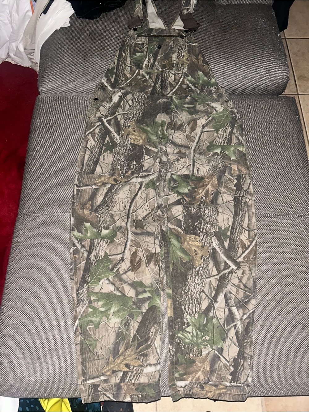 90s Red Head Camouflage Hunting Bib Overalls - Leaf/Tree Camo